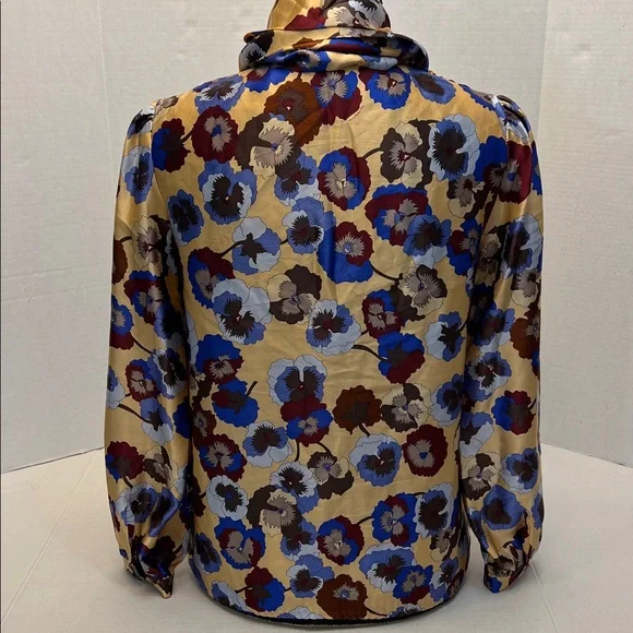 MISSONI SILK BLOUSE FLORAL BUTTON DOWN TOP SMALL